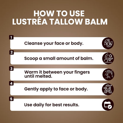 LUSTRÉA Whipped Tallow Balm – 4oz | Grass-Fed Organic Moisturizer with Vanilla & Lavender