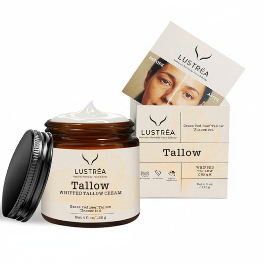 LUSTRÉA Whipped Tallow Cream – 4oz | Grass-Fed Organic Fragrance-Free Balm