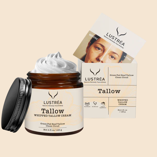 LUSTRÉA Whipped Tallow Cream – 4oz  Grass-Fed Organic Moisturizer with Fresh Clean Cloud Scent