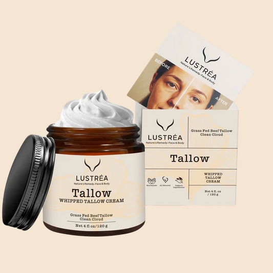 LUSTRÉA Whipped Tallow Cream – 4oz  Grass-Fed Organic Moisturizer with Fresh Clean Cloud Scent