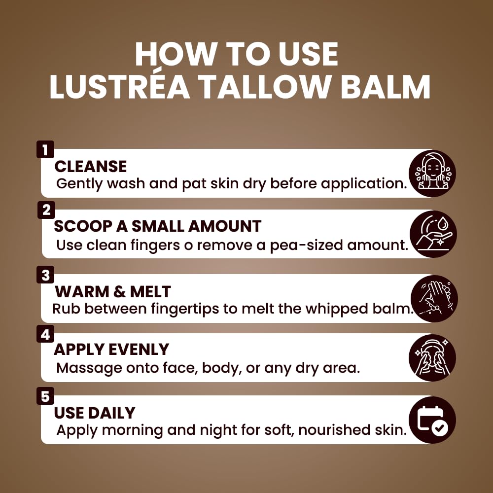 LUSTRÉA Whipped Tallow Cream – 4oz | Grass-Fed Organic Fragrance-Free Balm