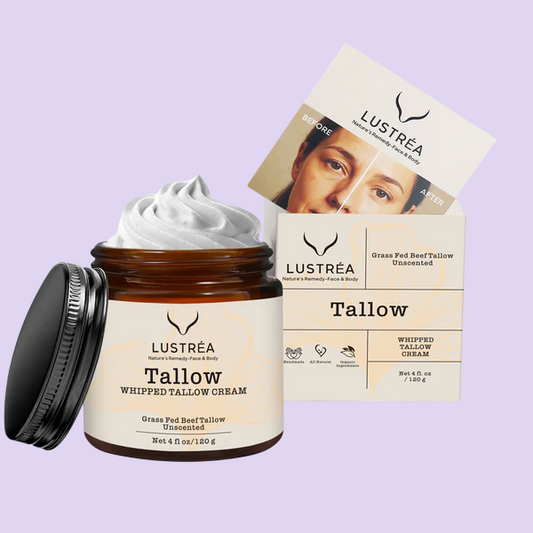 LUSTRÉA Whipped Tallow Cream – 4oz | Grass-Fed Organic Fragrance-Free Balm