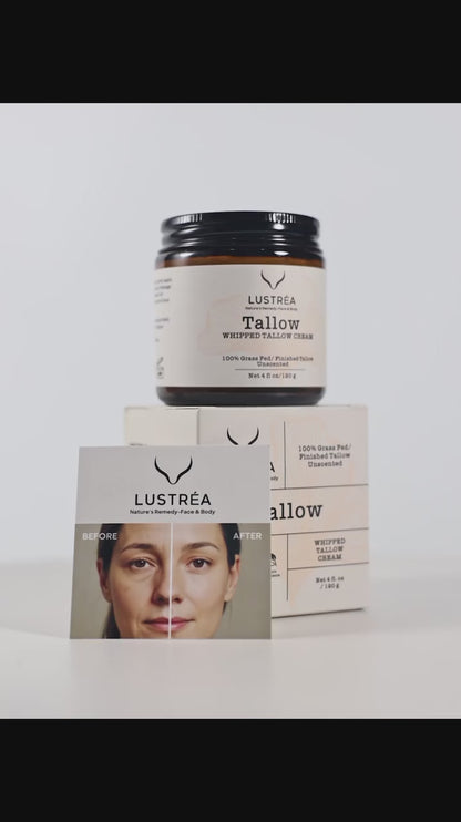 LUSTRÉA Whipped Tallow Balm – 4oz | Grass-Fed Organic Moisturizer with Vanilla & Lavender